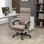 Cadeira de Escritório Reclinável com Altura Ajustável Apoio para os Braços Apoio para os Pés Retrátil 68x67x106 - 114cm Marrom