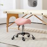 Banco com Rodas Giratório com Altura Ajustável Cosmético Dentista Cabeleireiro 52x53x49 - 61 cm Rosa