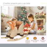 Baloiço Infantil em Forma de Leão de Pelúcia para Bebés 18 - 39 Meses com Som Cinto de Segurança Guidão Apoio para os Pés 68x35x50cm Marrom