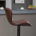 Conjunto de 2 Bancos de Bar Estofados em Couro Sintético Bancos Altos com Altura Ajustável Giratório com Encosto e Apoio para os Pés 46,5x54x88 - 108cm Marrom