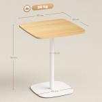 Mesa de Refeição Pequena Mesa de Cozinha Quadrada para 2 Pessoas Base Quadrada em Aço 60x60x75 cm Madeira e Branco