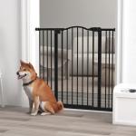 Barreira de Segurança para Cães com Largura Ajustável 74 - 100 cm e Extensões para Escadas e Portas Preto