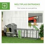 Galinheiro Grande de Madeira 300x66x116 cm com Ninho, Corredor Bandeja Removível Telhado Asfáltico Rampa 297,5x68x118 cm Branco e Cinza