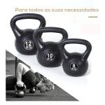 Peso Russo de 12 kg Kettlebell Preenchido de Areia com Punho Largo e Antiderrapante para Trenos em Casa e Ginásio 27x21x31 cm Preto