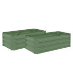 Conjunto de 2 Caixas de Plantio de Aço Caixa de Plantio Quadrada para Cultivos de Plantas Flores Pátio Exterior 100x50x30 cm Verde
