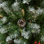 Árvore de Natal Artificial 150cm com 408 Ramos 28 Bagas 24 Pinhas Folhas de PVC e Suporte Metálico para Interiores Verde