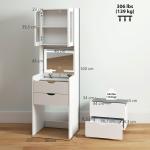 Toucador de Maquilhagem com Luzes LED de 3 Cores Espelho Rebatível e Banco Acolchoado 50x40x160 cm Branco