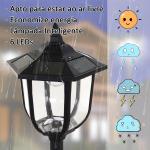 Candeeiro Solar com Painel Solar Candeeiro de Jardim com 6 LEDS Autonomia 6 - 8 horas Ø26x177 cm Preto