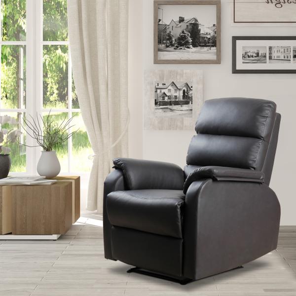 Poltrona Relax Reclinável Manualmente Estofada em PU com Apoio para os Pés Retrátil Assento e Encosto Acolchoados para Sala de Estar Escritório Dormitório 75x92x99cm Marrom