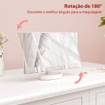 Espelho de Maquilhagem com Luz com Aumento 1x/2x/3x Rotação Livre de 180° 21 Luzes LED 28x12x18 cm Branco