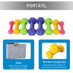 Jogo de 8 Halteres Hexagonais 4 Pares 2kg 1,5kg 1kg 0,5kg com Revestimento Pesos para Exercícios em Casa Academia Aço Multicolor