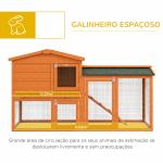 Coelheira de Madeira 150x45x85 cm Gaiola para Coelhos Grande com Telhado Asfáltico Bandeja Removível Escada e Ninho Natural