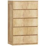 Cómoda de 5 Gavetas para Quarto Moderna Design sem Puxadores para Sala de Jantar Entrada 60x39x100 cm Madeira Natural