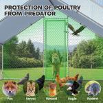 Galinheiro de Exterior Grande 3x4x2m Gaiola para 8 - 12 Galinhas de Aço Galvanizado com Teto de PE e Fechadura para Coelhos Prata