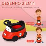 Bacio para Bebé de 6 - 36 Meses Bacio de Aprendizagem Treinamento Portátil em Forma de Carro com Tampa Volante Fácil de Limpar Carga 50kg 40x27,5x29,1cm Vermelho