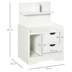 Mesa de Cabeceira Moderna com 2 Gavetas e 3 Compartimentos para Sala de Estar Quarto Carga 30 kg 40x30x60 cm Branco