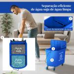 Balde de Esfregona com Rodas 20 L Balde com Escorredor e Asa de Transporte para Uso Doméstico e Comercial Azul