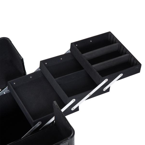 Estojo de Maquilhagem Organizador de Cosméticos Profissional Caixa de Produtos de Beleza Portátil 35,5x20x25,5 cm Preto