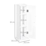 Armário de Casa de Banho Estreito com Orifício para Papel Higiénico e Prateleiras Estilo Moderno 19,5x19,5x65 cm Branco