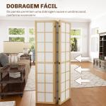 Biombo Dobrável de 4 Painéis Separador de Ambientes de Interior para Sala de Estar Dormitório e Escritório 160x170 cm Madeira e Branco