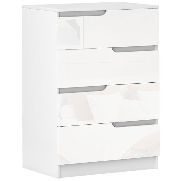 Cómoda com 4 Gavetas Cómoda de Dormitório Moderna com Sistema Anti - Tombo 60x40x85 cm Branco