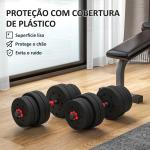 Conjunto de Halteres de 30 kg 2 em 1 com Barras de Conexão e Barra de Extensão Treinamento de Força e Levantamento de Pesos Preto