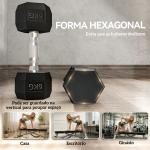 Conjunto de Halteres 12 kg com Barra Metálica e Cabeça Hexagonal para Treino em Casa Ginásio 28,8x11,5 cm Preto e Prata