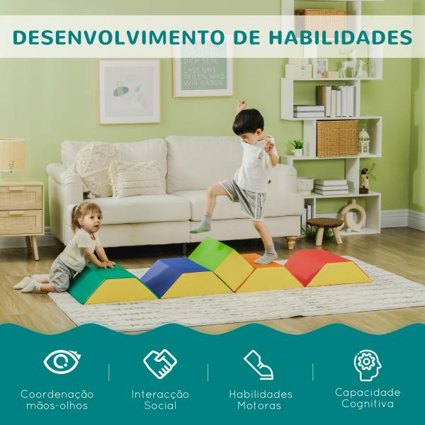 Conjunto de 5 Blocos para Crianças de 18 - 36 Meses Brinquedo de Construção para Aprendizagem Infantil 48x48x48cm Multicor
