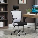 Cadeira de Escritório Ergonômica Cadeira de Escritório Giratória com Altura Ajustável Função Reclinável Apoio para a Cabeça e Suporte Lombar 65x67x108 - 118cm Branco
