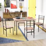 Conjunto de Sala de Jantar 5 Peças 1 Mesa e 4 Cadeiras com Pés em Aço para Cozinha 110x70x75 cm Madeira Natural e Preto