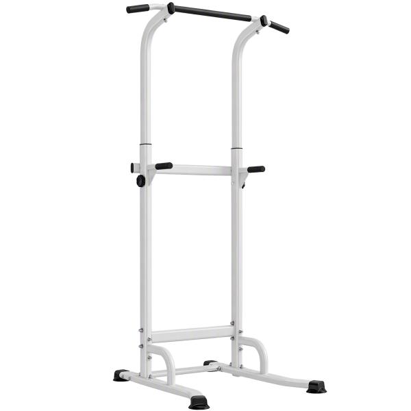 Barra de Elevações com Altura Ajustável 176,5 - 227 cm Resistente Máquina de Elevações Multifuncional Branco