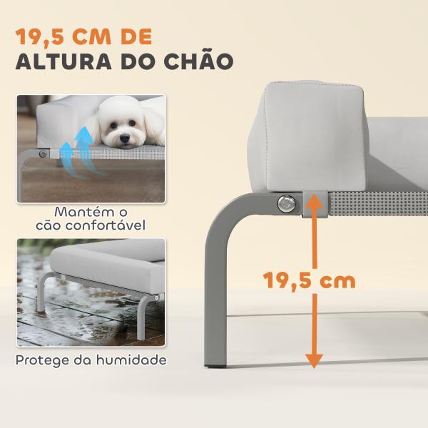 Cama Elevada para Cães com Latertais Amovíveis Cama Elevada para Cães Pequenos Portátil com Malha Respirável 90x65x30 cm Cinza