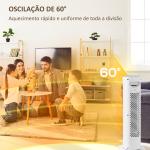 Aquecedor Elétrico de Baixo Consumo 2000W com 3 Modos Termostato Regulável Proteção contra Sobreaquecimento 21x19,7x61 cm Branco