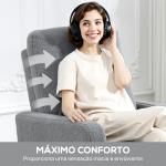 Poltrona Relax Reclinável Manual Poltrona Relax de Borreguito com Função de Baloiço 360° Reclinável até 135º 76x94x100 cm Cinza
