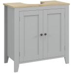 Móvel para Lavatório Pousar com 2 Portas e Prateleira Ajustável Estilo Moderno 60x30x60 cm Cinza e Madeira