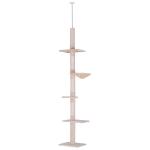 Árvore Arranhadora para Gatos Arranhador para Fixar ao Teto Altura Ajustável com Plataformas Poste de Sisal 40x34x230 - 260cm Bege