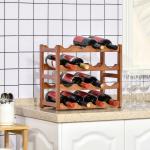 Suporte para 16 Garrafas de Bambu Prateleira para Garrafas de Vinho de 4 Níveis 43x23,5x38cm Marrom
