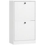 Sapateira Estreita Móvel Sapateira com 2 Gavetas Abatíveis e Prateleiras Ajustáveis para 8 Pares de Sapatos 47x26x85 cm Branco