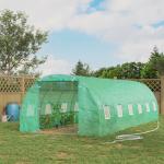 Estufa tipo Túnel 8x3x2m Aço e PE 140 g/m² Estufa para Cultivo de Plantas Tomates Verduras com 12 Janelas e Porta Enroláveis Verde