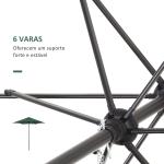 Chapéu de Sol de Jardim Ø2x2 m Chapéu de Sol com Mastro de Alumínio Manivela Teto com Ventilação Verde