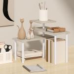 Estante de Cozinha de 3 Níveis Estante de Cozinha com 3 Prateleiras Giratórias Estrutura de Metal e Design em Degraus 40x18x36,5 cm Madeira
