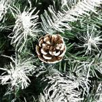 Árvore de Natal Artificial 180cm com 800 Ramos e 61 Pinhas Folhas de PVC com Efeito Neve Base Dobrável Verde
