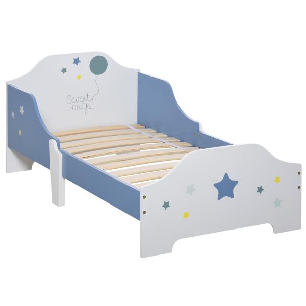 Cama para Crianças 143x74x59 cm Cama Infantil com Desenho em Estrelas Carga 50 kg para Dormitório Azul e Branco