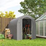 Tenda de Jardim para Bicicletas com Estrutura em Aço, Porta com Fecho, Impermeável 2,4x1,6x1,9 m Cinzento Claro