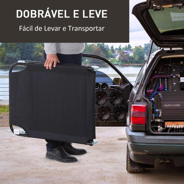 Espreguiçadeira dobrável reclinável com ângulo ajustável de 3 posições para exterior carga 120 kg 190x56x28 cm Preto