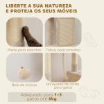 Arranhador para Gatos Grande Altura 173 cm Torre para Gatos com Plataformas Caverna Bolas Suspensa e Rede Bege
