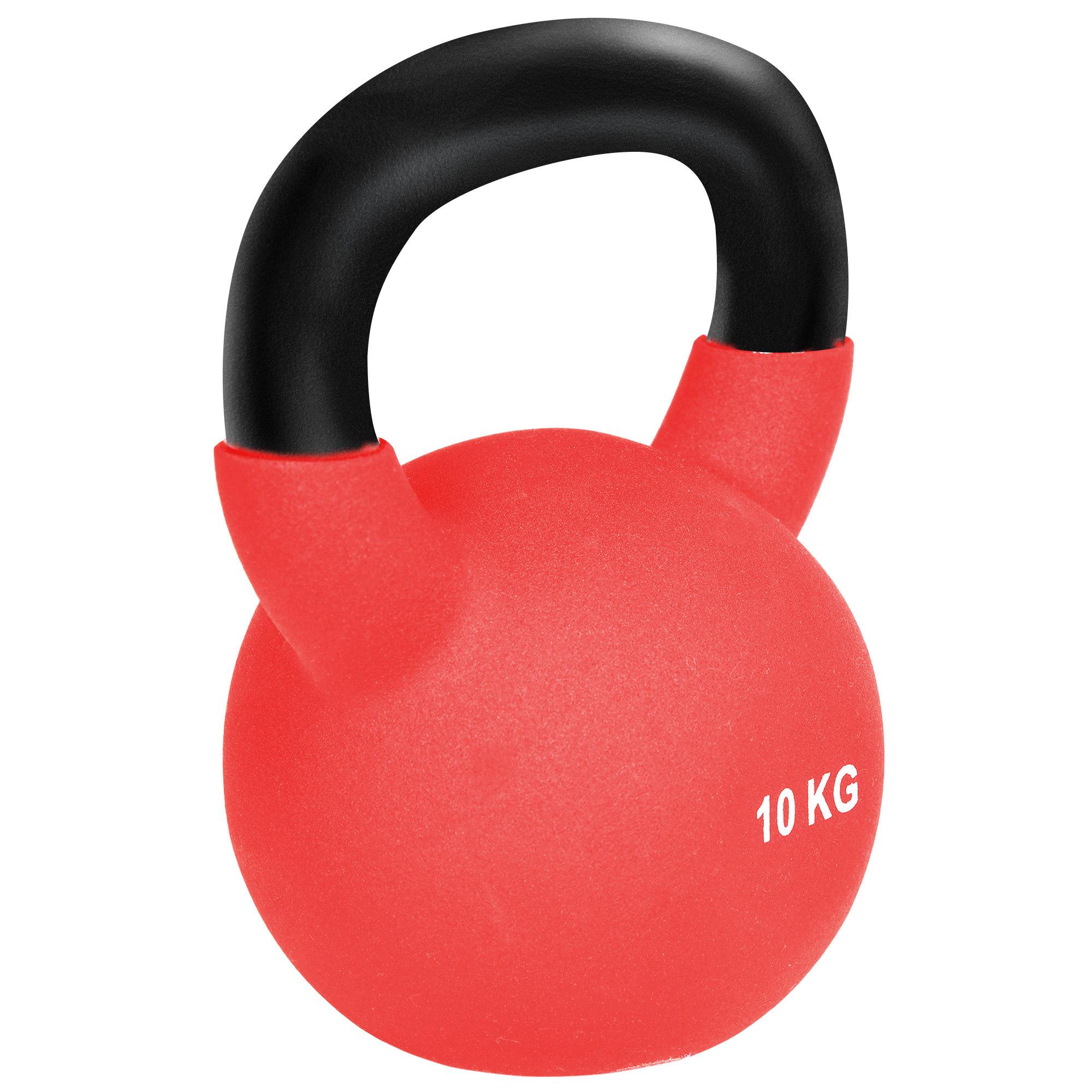 Kettlebell de 10 kg de Ferro Fundido Peso Russo com Revestimento de Neoprene para Treinamento de Força 18x11x20cm Vermelho