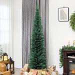Árvore de Natal Slim 210 cm Árvore de Natal Artificial com 401 Ramos Suporte Metálico Decoração para Interior Verde