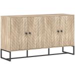 Aparador de Sala com 4 Portas com Design Chevron Prateleiras Ajustáveis Pés de Aço 140,5x40x81,5 cm Carvalho
