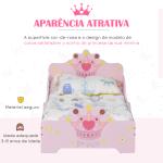 Cama Infantil +3 Anos 143x73x60 cm com Estampado Coroa Carga 50 kg para Quarto Rosa